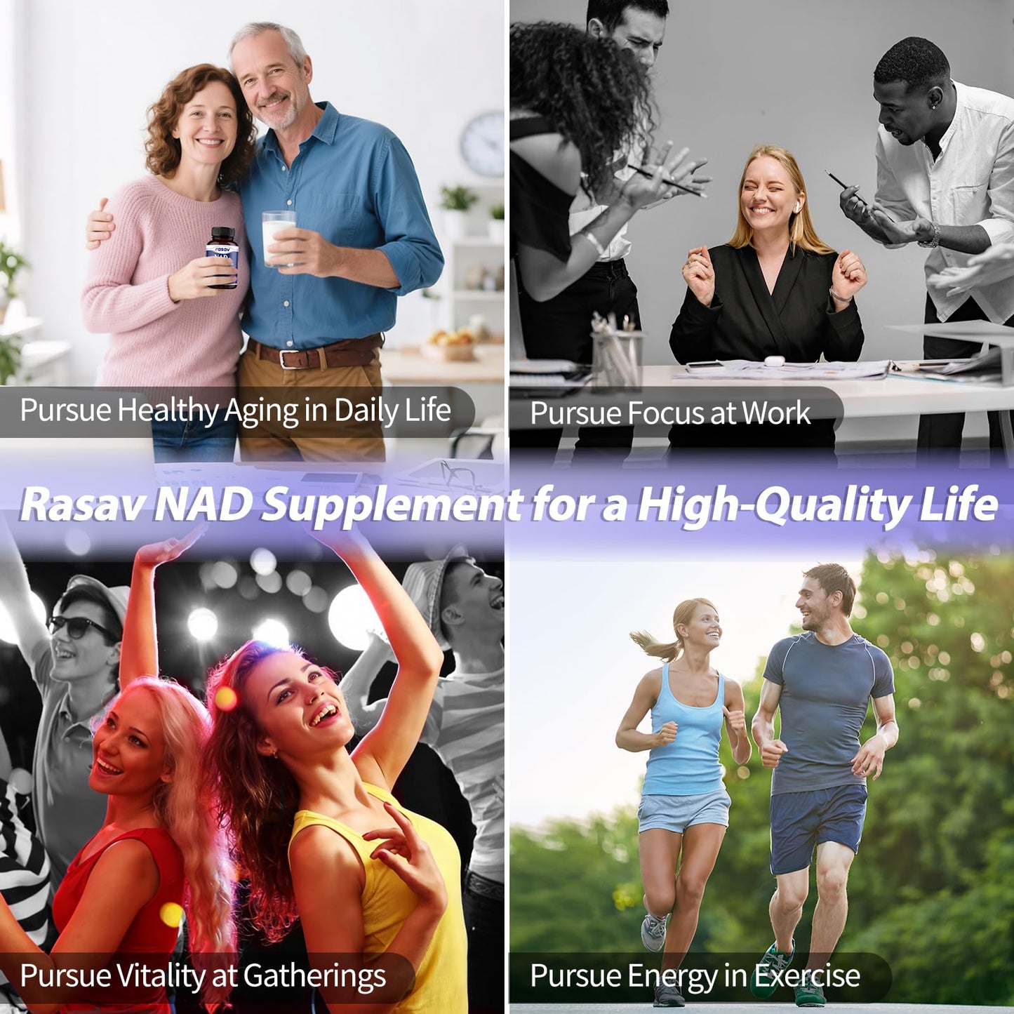 Rasav NAD Supplement 10-in-1 Extra Strength – NAD Resveratrol with CoQ10, Urolithin A, Green Tea Extract & ALA – NMN Supplement Alternative for Women & Men - Maple Wellness Supplements
