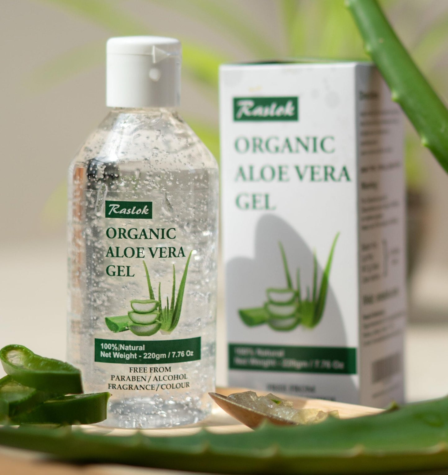 Raslok Aloe Vera Gel | 99% Pure Natural Aloe Gel For Moisturizing Face Skin & Hair Care,Durable Moisturizing Hydrating Soothing, Non-Sticky (7.7 OZ) - Maple Wellness Supplements
