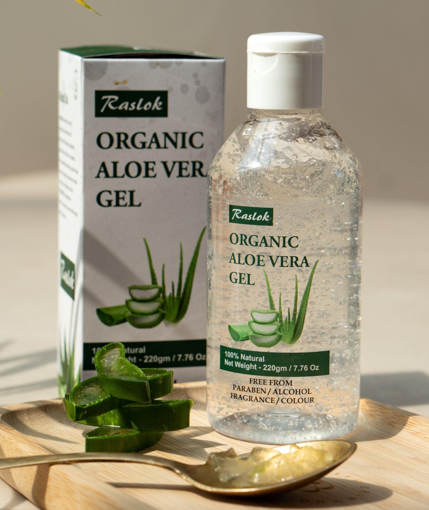 Raslok Aloe Vera Gel | 99% Pure Natural Aloe Gel For Moisturizing Face Skin & Hair Care,Durable Moisturizing Hydrating Soothing, Non-Sticky (7.7 OZ) - Maple Wellness Supplements