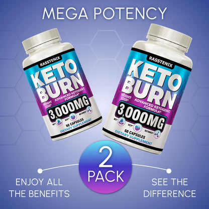 Rasstenix (2 Pack) Keto Pills - Lean Keto Diet Pills - Weight Fat Management Loss - Maple Wellness Supplements