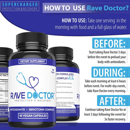 Rave Doctor 5 HTP Supplement - Essential Rave Vitamins for Festival Goers, Rave Accessories, Festival Essentials, Festival Gear, Rave Essentials, 5htp Supplement - Maple Wellness Supplements