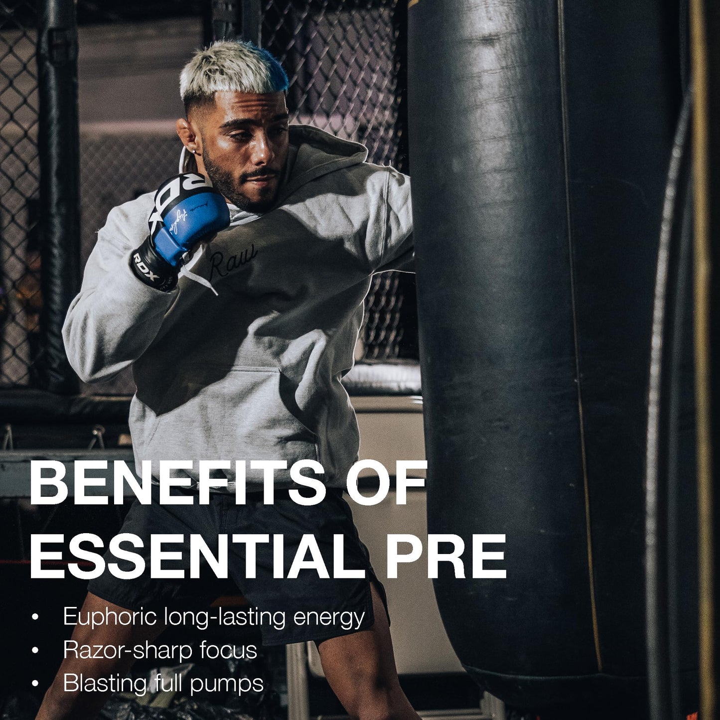 RAW Essential Pre-Workout Powder (Champion Mentality) - Chris Bumstead Sports Nutrition Supplement for Men & Women - Preworkout Energy Powder with Caffein - Maple Wellness Supplements