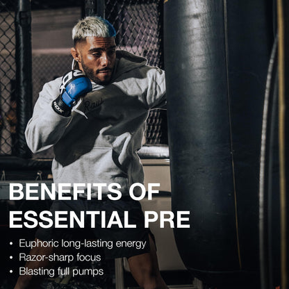 RAW Essential Pre-Workout Powder (Fruit Burst) - Chris Bumstead Sports Nutrition Supplement for Men & Women - Preworkout Energy Powder with Caffeine - Maple Wellness Supplements