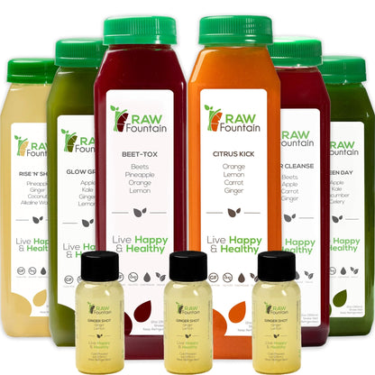 Raw Fountain 1 Day Juice Cleanse, All Natural Detox Cleanse, Cold Presssed Fruit - Maple Wellness Supplements