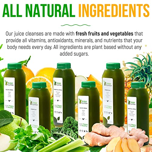 Raw Fountain 7 Day Green Juice Cleanse, All Natural Raw, Vegan Detox, Cold Pressed - Maple Wellness Supplements