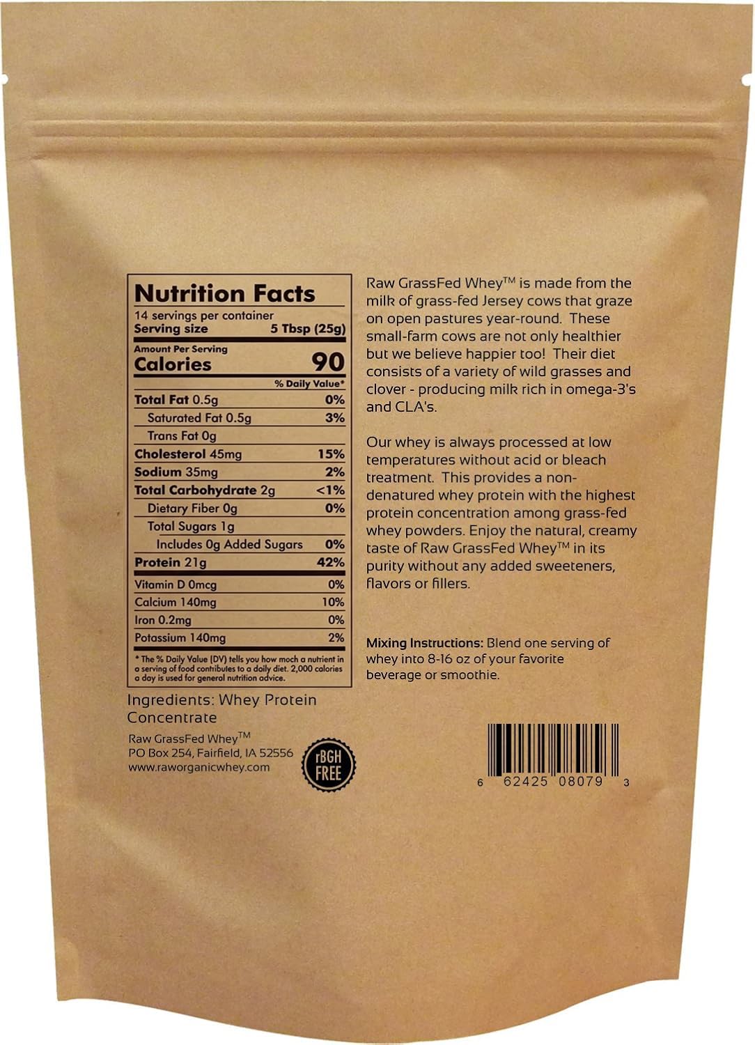 Raw Grass Fed Whey Protein Powder, Unflavored – 1 Ingredient, No Additives or Fillers, Undenatured, Made in USA, 12 oz - Maple Wellness Supplements