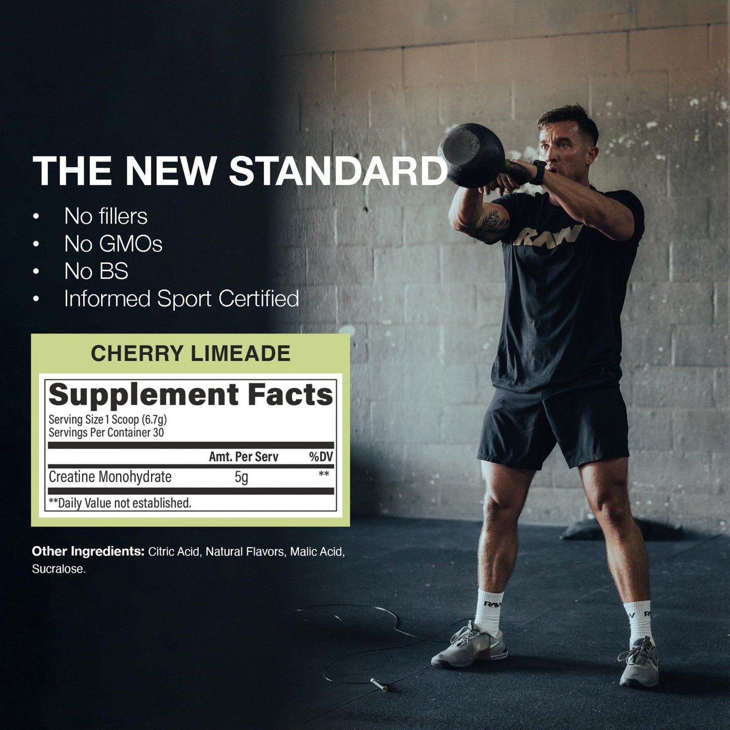 RAW Nutrition Creatine Monohydrate Powder, Cherry Limeade (30 Servings) - Micronized Creatine Monohydrate Supplement for Workout Performance, Build Muscle & Strength - Maple Wellness Supplements