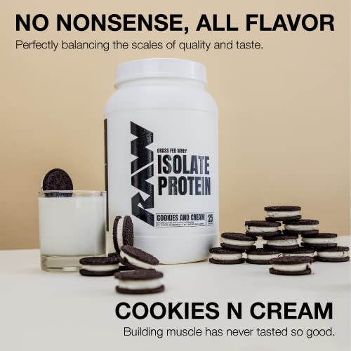 RAW Whey Isolate Protein Powder, Cookies N Cream - 100% Grass-Fed Sports Nutrition - Maple Wellness Supplements