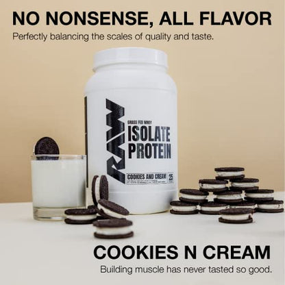 RAW Whey Isolate Protein Powder, Cookies N Cream - 100% Grass-Fed Sports Nutrition - Maple Wellness Supplements