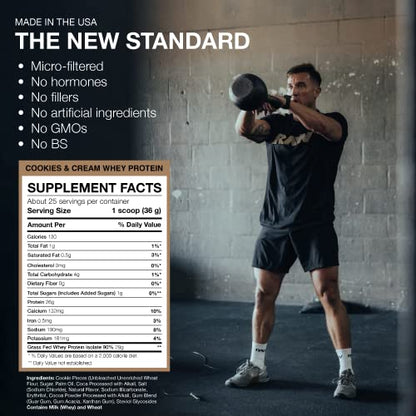 RAW Whey Isolate Protein Powder, Cookies N Cream - 100% Grass-Fed Sports Nutrition - Maple Wellness Supplements