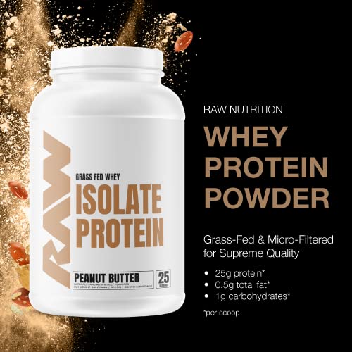 RAW Whey Isolate Protein Powder, Peanut Butter - 100% Grass-Fed Sports Nutrition Protein - Maple Wellness Supplements