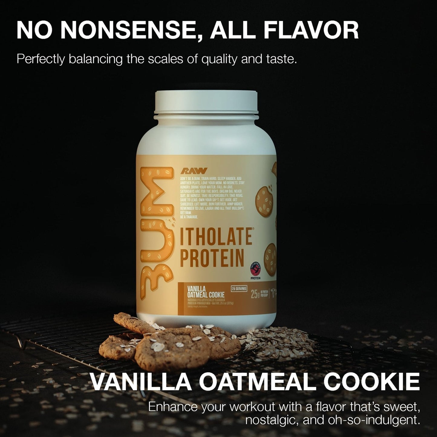 RAW Whey Isolate Protein Powder, Vanilla Oatmeal Cookie (CBUM Itholate Protein) - 100% Grass-Fed Sports Nutrition for Muscle Growth & Recovery - Low-Fat, Low Carb - Maple Wellness Supplements