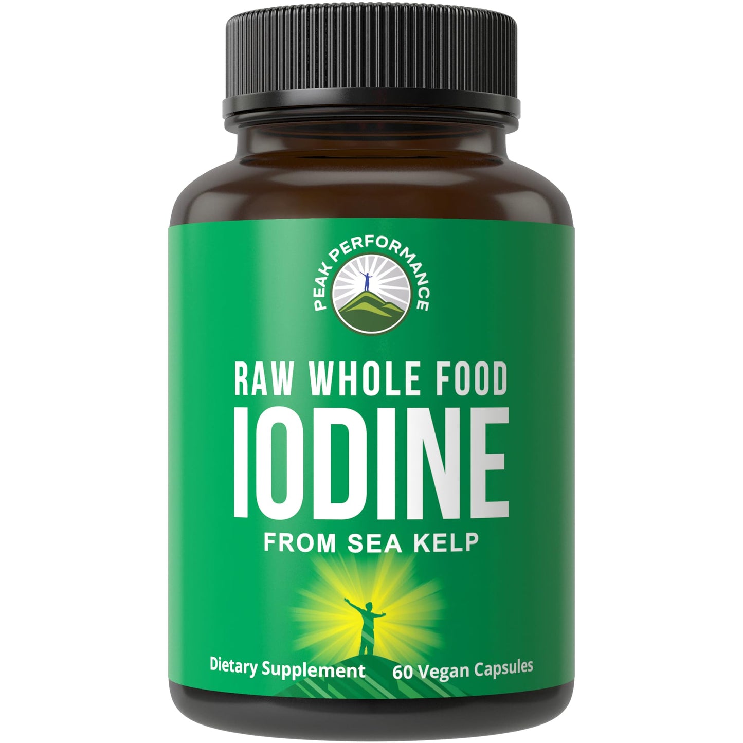 Raw Whole Food Iodine Supplement from Organic Kelp (Ascophyllum Nodosum) by Peak Performance. Potassium Iodide Support Tablets. for Metabolism, Energy, and Immune. 60 Vegan Capsules, Pills. - Maple Wellness Supplements