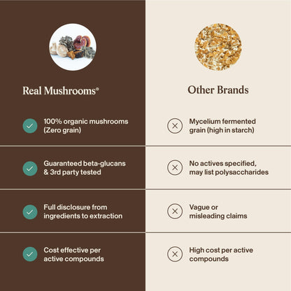 Real Mushrooms 5 Defenders - Adaptogenic Mushrooms Complex with Chaga, Reishi, Turkey Tail, Maitake & Shiitake for Wellness Support - Maple Wellness Supplements