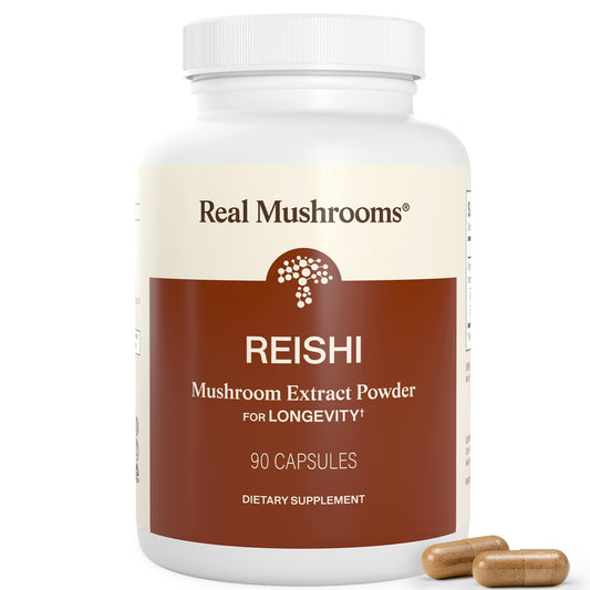 Real Mushrooms Reishi Mushroom Capsules - Handpicked Organic Mushroom Extracts - Maple Wellness Supplements