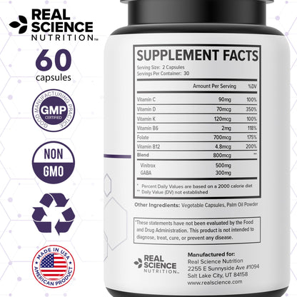 Real Science LegEase Miracle – All Natural Restless Legs Syndrome Relief & Leg Cramp Supplement with Vitamins C, D, K, B6, B12 + Nitric Oxide Support – Sleep & Circulation Aid – Made in USA, 60 Caps - Maple Wellness Supplements