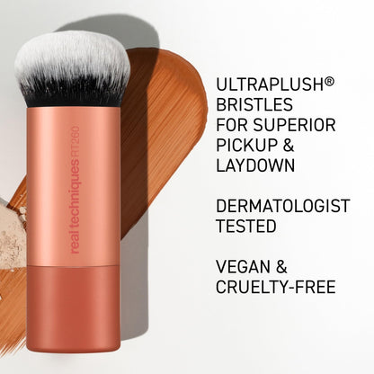 Real Techniques Bubble Blending Makeup Brush, Multipurpose Foundation Brush For Liquid, Cream, & Powder Products, Unique Round Brush Head, Synthetic Bristles, Vegan & Cruelty Free, 1 Count - Maple Wellness Supplements