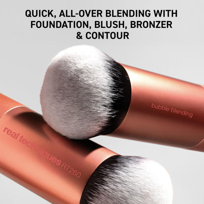 Real Techniques Bubble Blending Makeup Brush, Multipurpose Foundation Brush For Liquid, Cream, & Powder Products, Unique Round Brush Head, Synthetic Bristles, Vegan & Cruelty Free, 1 Count - Maple Wellness Supplements