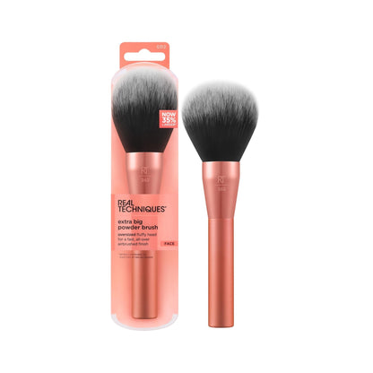 Real Techniques Extra Big Powder Brush, Large Makeup Brush For Powder, Fluffy Head For All-Over Setting, XL Oversized Brush For Quick Application, Cruelty-Free, Synthetic Bristles, 1 Count - Maple Wellness Supplements