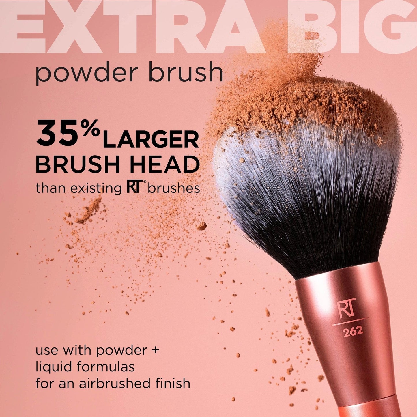 Real Techniques Extra Big Powder Brush, Large Makeup Brush For Powder, Fluffy Head For All-Over Setting, XL Oversized Brush For Quick Application, Cruelty-Free, Synthetic Bristles, 1 Count - Maple Wellness Supplements