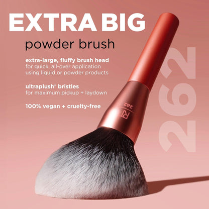 Real Techniques Extra Big Powder Brush, Large Makeup Brush For Powder, Fluffy Head For All-Over Setting, XL Oversized Brush For Quick Application, Cruelty-Free, Synthetic Bristles, 1 Count - Maple Wellness Supplements