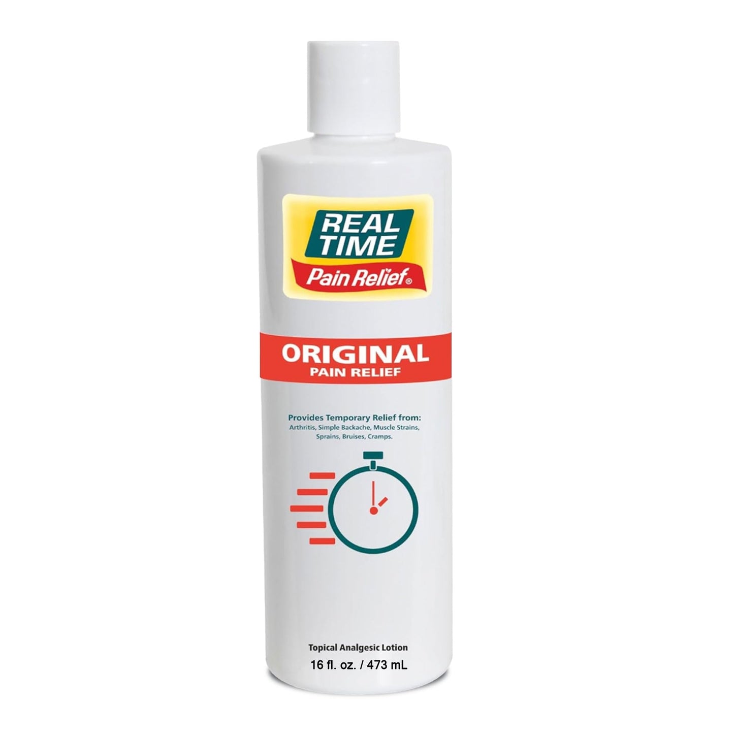 Real Time Pain Relief Cream 16oz Bottle | 17 Natural Ingredients: 1.25% Menthol, Arnica & MSM | Muscle Strain & Joint Discomfort Relief for Arthritis, Cramps, Sprains, Bruises, Hands, Back & Knee Pain - Maple Wellness Supplements