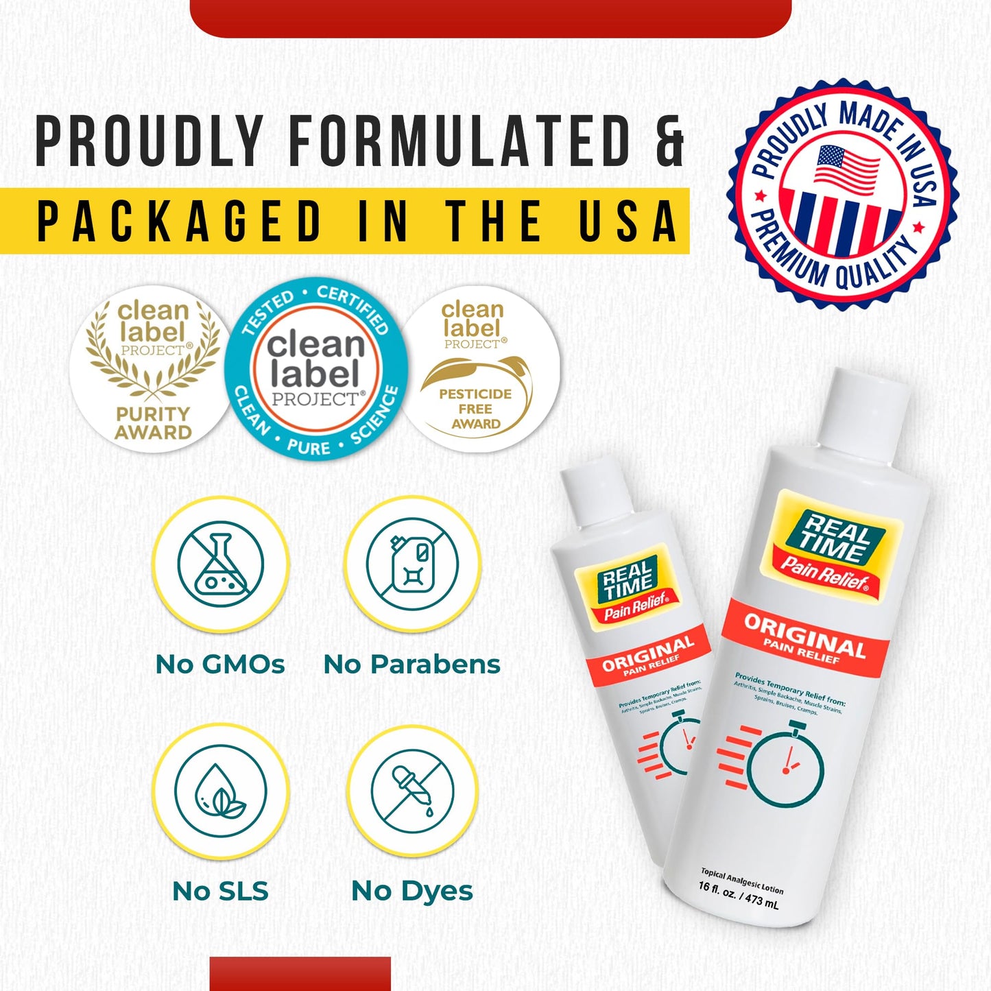 Real Time Pain Relief Cream 16oz Bottle | 17 Natural Ingredients: 1.25% Menthol, Arnica & MSM | Muscle Strain & Joint Discomfort Relief for Arthritis, Cramps, Sprains, Bruises, Hands, Back & Knee Pain - Maple Wellness Supplements