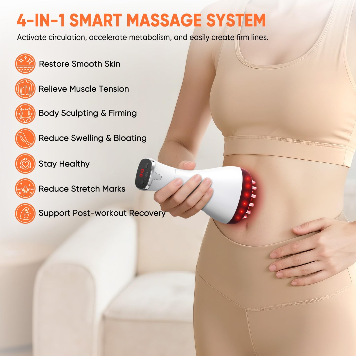 Rechargeable Lymphatic Drainage Massager & Cellulite Massage Tool with 3000mAh,Fascia Blaster for Reduce Stretch Marks for Legs, Arms & Belly,Body Sculpting Machine with Microcurrent for Office Travel - Maple Wellness Supplements