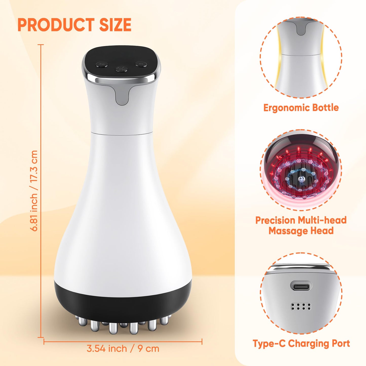 Rechargeable Lymphatic Drainage Massager & Cellulite Massage Tool with 3000mAh,Fascia Blaster for Reduce Stretch Marks for Legs, Arms & Belly,Body Sculpting Machine with Microcurrent for Office Travel - Maple Wellness Supplements