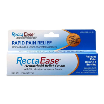 RectaEase (2 Pack) 5% Lidocaine Hemorrhoid Relief Cream 1 oz Tube, Anorectal Cream, Rapid Numbing Relief, Hemorrhoid Treatment from Itch and Burn - Maple Wellness Supplements