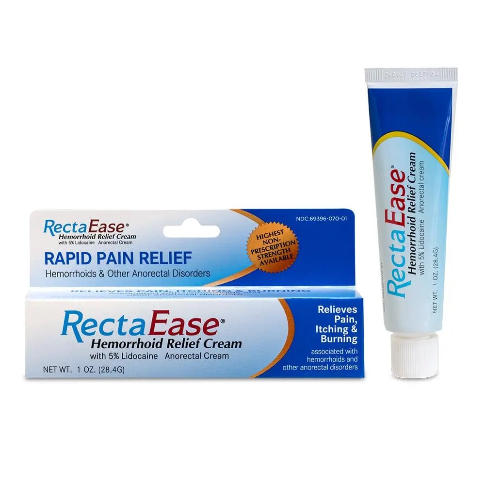 RectaEase 5% Lidocaine Hemorrhoid Topical Relief Cream, Rapid Numbing for Itching & Burning, Extra Strength Anorectal Treatment for Sensitive Areas, Advanced Formula for Fast Soothing Care, 1 oz Tube - Maple Wellness Supplements