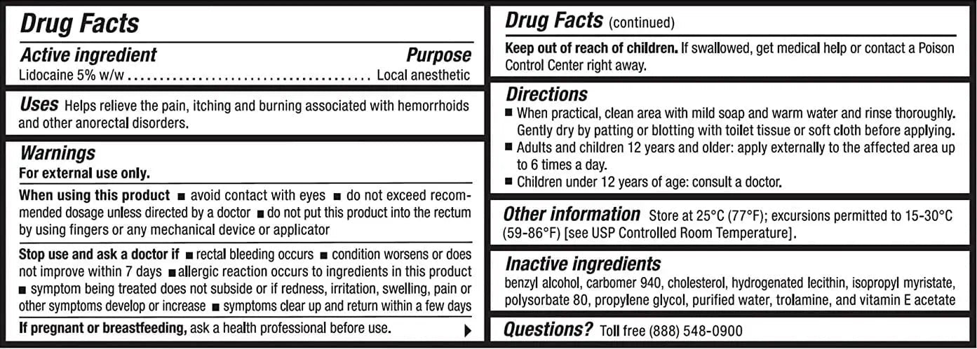 Recticare Anorectal Lidocaine 5% Cream: Topical Numbing Cream for Treatment of Hemorrhoids & Other Anorectal Disorders - 30g Tube - Maple Wellness Supplements