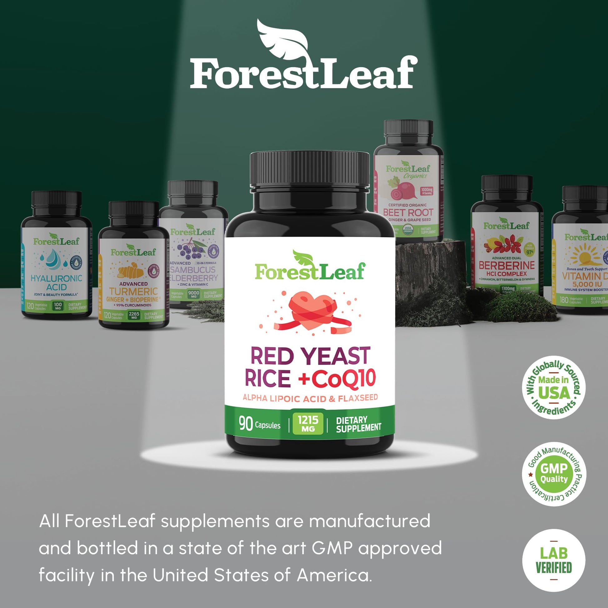 Red Yeast Rice 1215 mg. Capsules - Extra Strength Red Rice Yeast with CoQ10 Supplement, Plus Alpha Lipoic Acid & Organic Flaxseed, Citrinin Free, - Maple Wellness Supplements