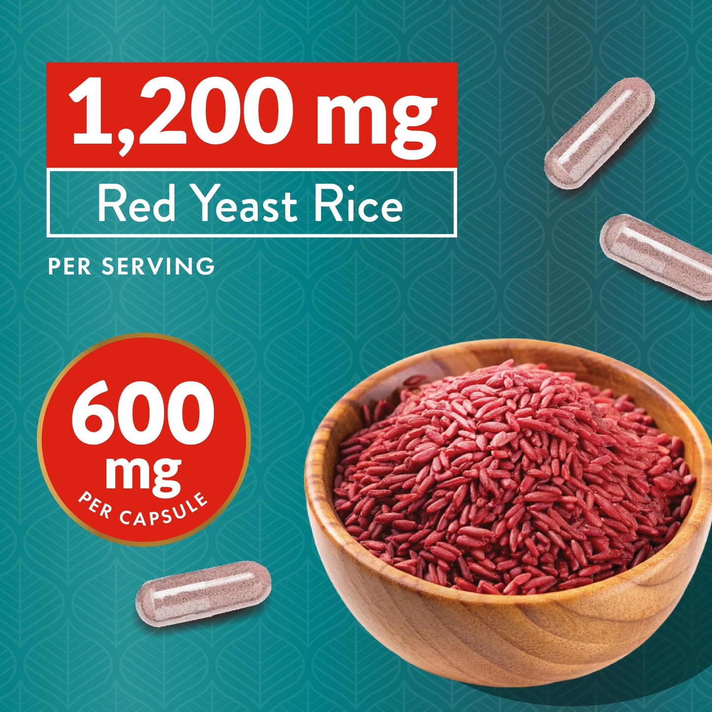 Red Yeast Rice with CoQ10 Supplement | Healthy Cholesterol Levels & Heart Health Support | Extra Strength Red Yeast Rice 1200 MG (600 MG Per Capsule) with Monakolin K - Maple Wellness Supplements