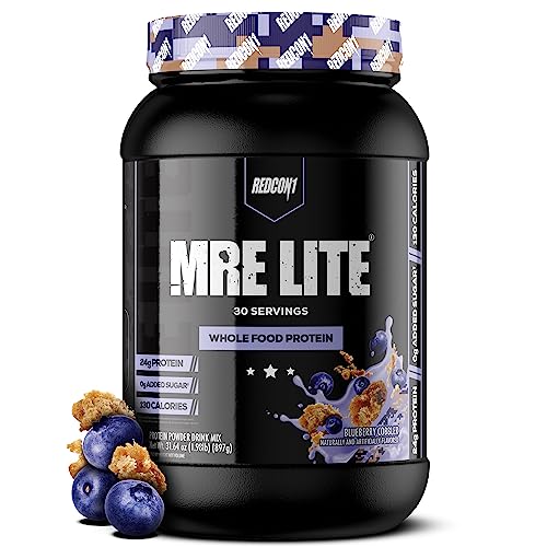 REDCON1 MRE Lite Whole Food Protein Powder, Blueberry Cobbler - Low Carb & Whey - Maple Wellness Supplements