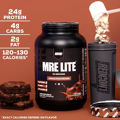 REDCON1 MRE Lite Whole Food Protein Powder, Fudge Brownie - Low Carb & Whey - Maple Wellness Supplements