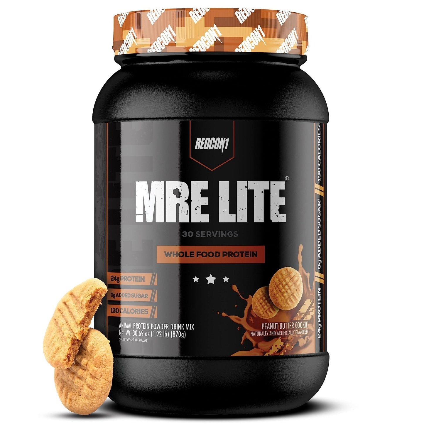 REDCON1 MRE Lite Whole Food Protein Powder, Peanut Butter Cookie - Low Carb & Whey - Maple Wellness Supplements