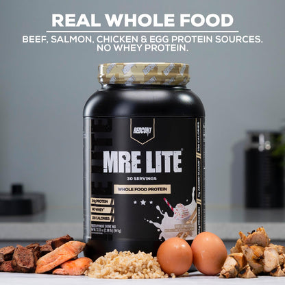 REDCON1 MRE Lite Whole Food Protein Powder, Peanut Butter Cookie - Low Carb & Whey - Maple Wellness Supplements
