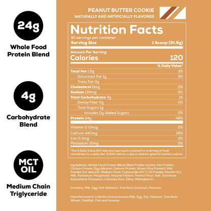 REDCON1 MRE Lite Whole Food Protein Powder, Peanut Butter Cookie - Low Carb & Whey - Maple Wellness Supplements