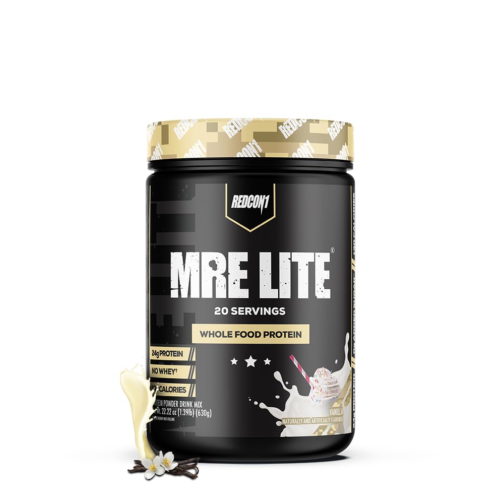 REDCON1 MRE Lite Whole Food Protein Powder, Vanilla - Low Carb & Whey Free Meal - Maple Wellness Supplements