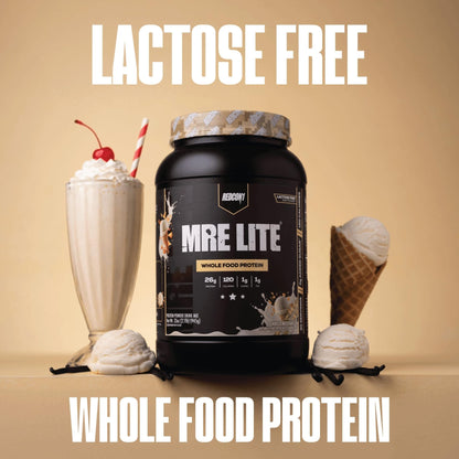 REDCON1 MRE LITE Whole Food Protein Powder, Vanilla Milkshake - Lactose Free & Sugar Free Meal Replacement with Animal Protein Blends - Easy to Digest Formula - Only 1g Carb per Serving (30 Servings) - Maple Wellness Supplements