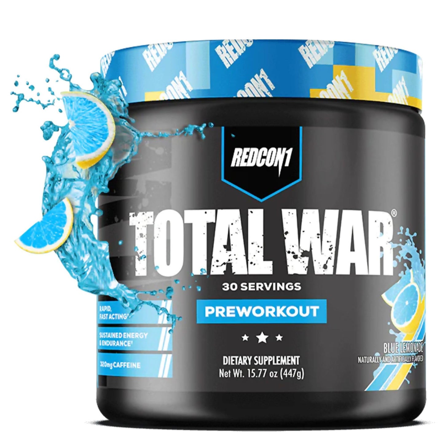 REDCON1 Total War Pre Workout - Beta Alanine + Citrulline Malate Keto Friendly Preworkout for Men & Women with 320mg of Caffeine - Fast Acting -Blue Lemonade (30 Servings) - Maple Wellness Supplements
