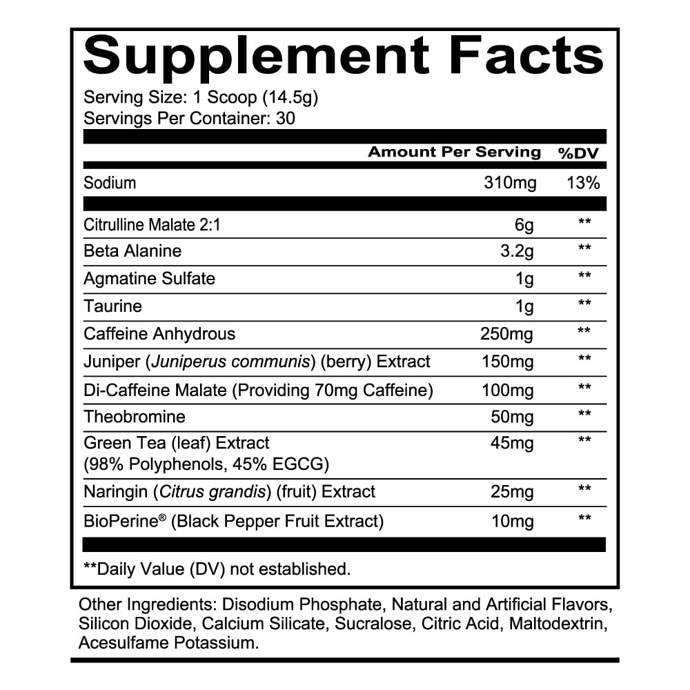 REDCON1 Total War Pre Workout - Beta Alanine + Citrulline Malate Keto Friendly Preworkout for Men & Women with 320mg of Caffeine - Fast Acting -Blue Lemonade (30 Servings) - Maple Wellness Supplements