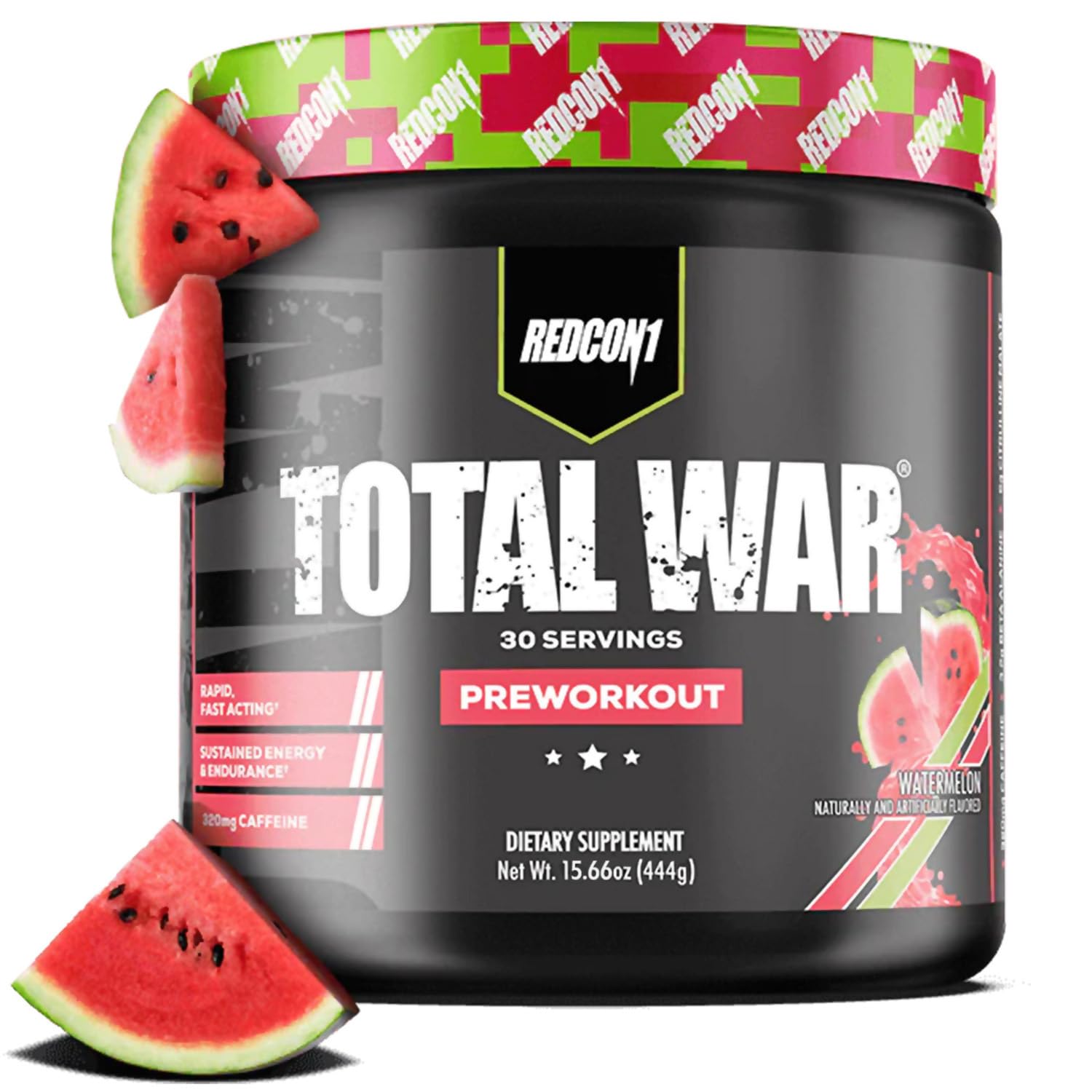 REDCON1 Total War Pre Workout, Watermelon - L Citrulline, Malic Acid, Green Tea Leaf Extract for Pump Boosting Pre Workout for Women & Men - 3.2g Beta Alanine - Maple Wellness Supplements