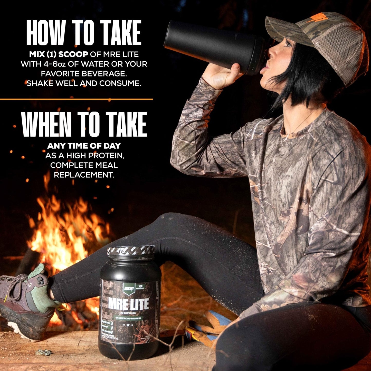 REDCON1 x Mossy Oak MRE Lite Whole Food Protein Powder, Chocolate Moose - Low Carb - Maple Wellness Supplements