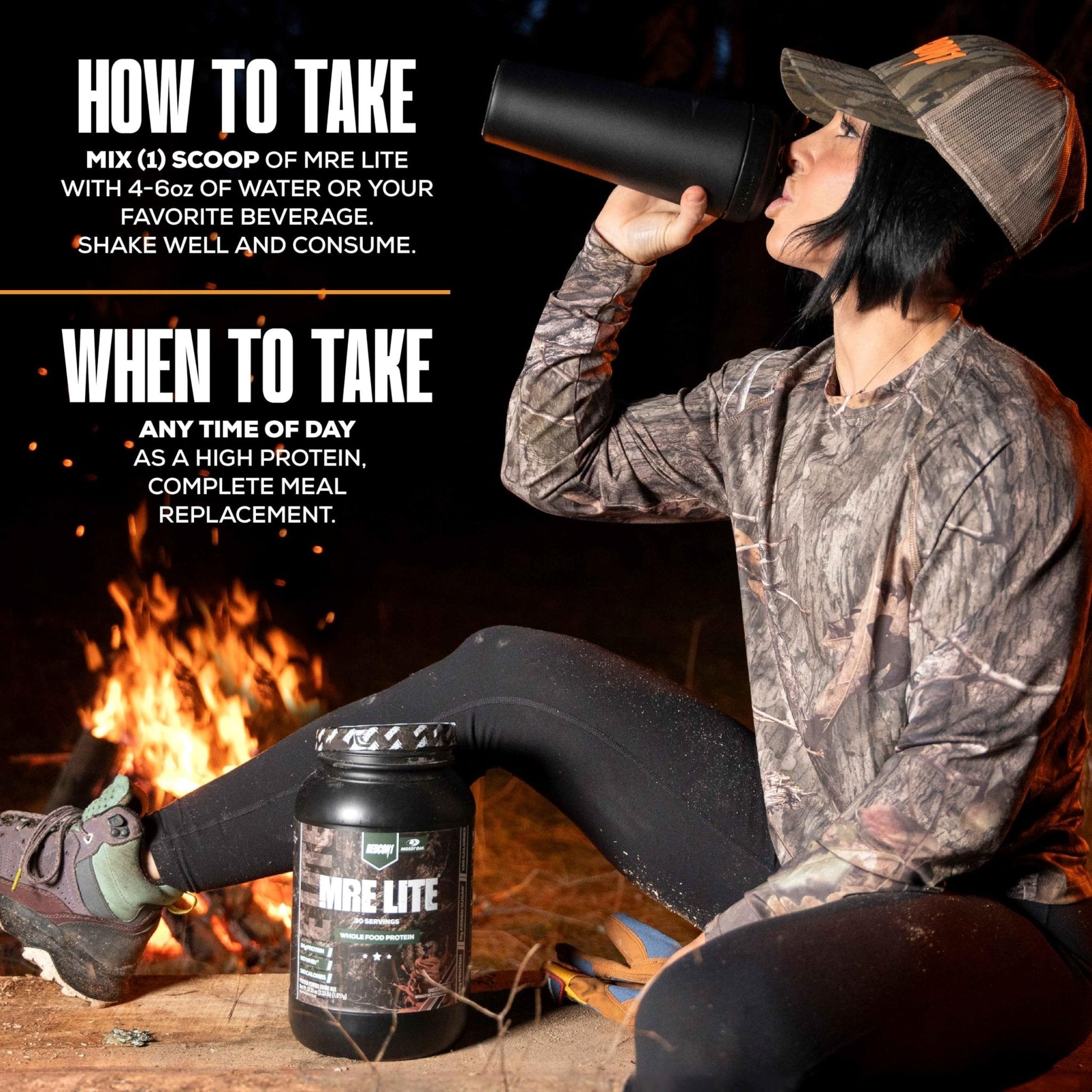 REDCON1 x Mossy Oak MRE Lite Whole Food Protein Powder, Chocolate Moose - Low Carb - Maple Wellness Supplements