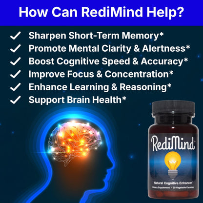 RediMind - Natural Cognitive Enhancement Supplement Capsule - Non-GMO, Vegan, Gluten-Free - Maple Wellness Supplements