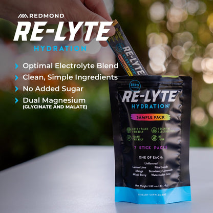 REDMOND Re-Lyte Hydration Electrolyte Powder Drink Mix Variety (7 Stick Packs) - Maple Wellness Supplements