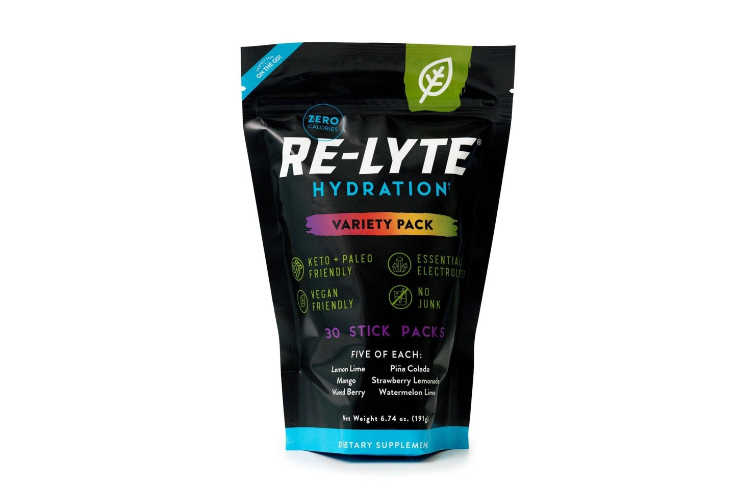 REDMOND Re-Lyte Hydration Electrolyte Powder Mix, Variety Pack, 30 Stick Packs - Maple Wellness Supplements