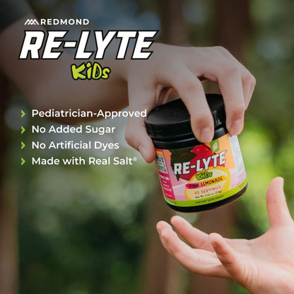 REDMOND Re-Lyte Kids Hydration Electrolyte Mix Powder, Pink Lemonade 7.62 oz - Maple Wellness Supplements